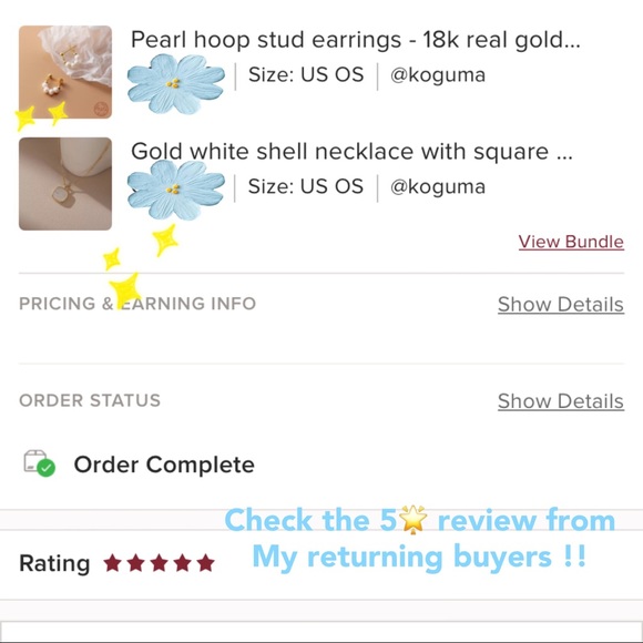 Mother of Pearl vermeil necklace charm gold sterling silver - Picture 3 of 13